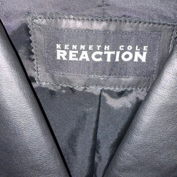 Kenneth Cole Reaction Black 100% Leather Jacket Size Large - Picture 5 of 6